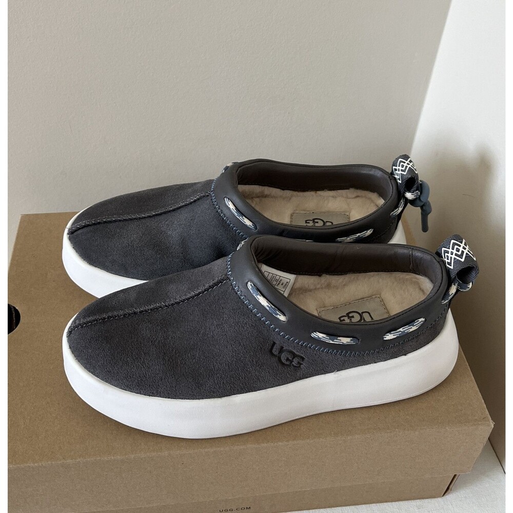 New UGG Women Classic Boom Slip-on Fashion Sneakers US Size 5 Grey